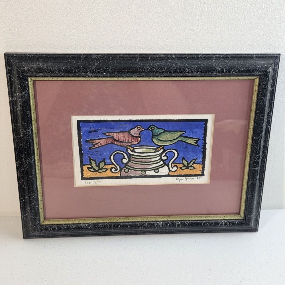 Limited Edition /200 Edgar Yaeger Lithograph 1980 Signed Framed Vintage Art